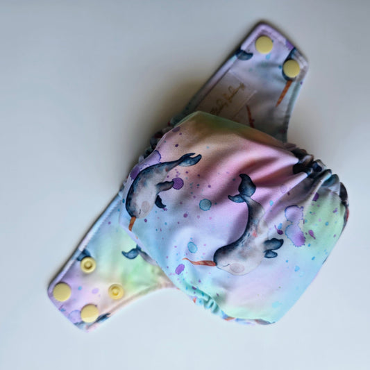 Modern Cloth Nappy - Pastel Narwhal